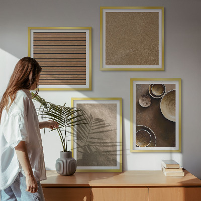 Conjunto de 4 quadros com moldura Estruturas de pedra modernas