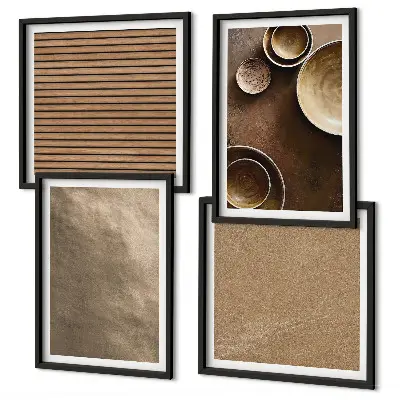 Conjunto de 4 quadros com moldura com estampas de estruturas de pedra modernas