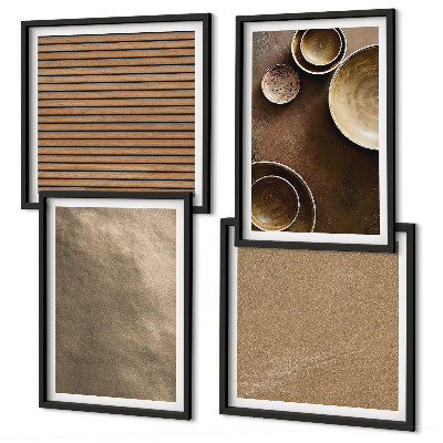 Conjunto de 4 quadros com moldura Estruturas de pedra modernas