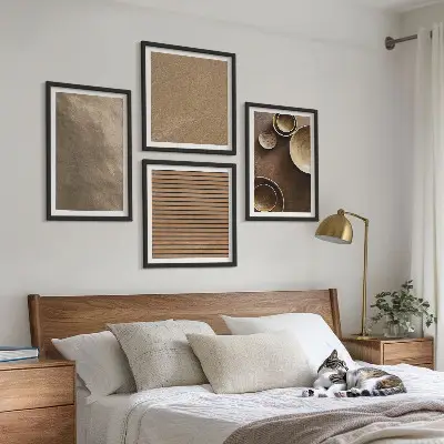 Conjunto de 4 quadros com moldura com estampas de estruturas de pedra modernas