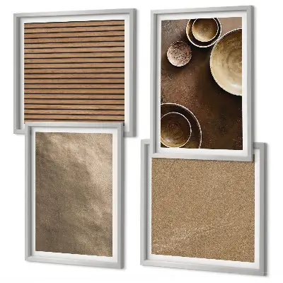 Conjunto de 4 quadros com moldura com estampas de estruturas de pedra modernas