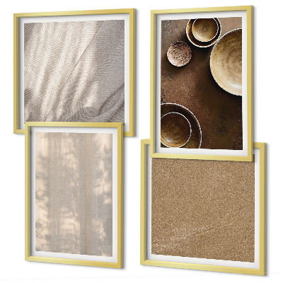 Políptico com moldura Estruturas, texturas, minimalismo