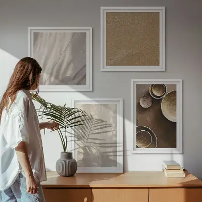 Políptico com moldura estruturas, texturas e minimalismo