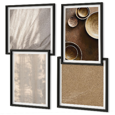 Políptico com moldura Estruturas, texturas, minimalismo