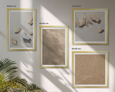 Conjunto de 4 quadros com moldura estruturas naturais de pedras de praia