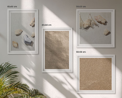 Conjunto de 4 quadros com moldura estruturas naturais de pedras de praia
