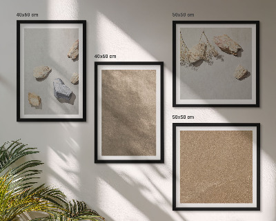 Conjunto de 4 quadros com moldura estruturas naturais de pedras de praia