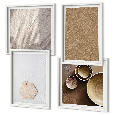 Políptico com moldura Texturas minimalistas e aconchegantes