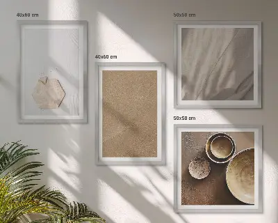 Políptico com moldura com estampas de texturas minimalistas e aconchegantes