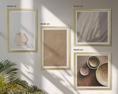 Políptico com moldura Texturas minimalistas e aconchegantes