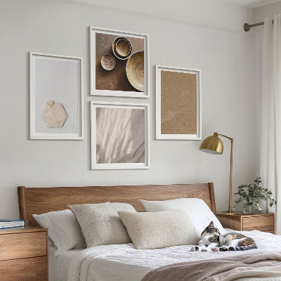 Políptico com moldura Texturas minimalistas e aconchegantes