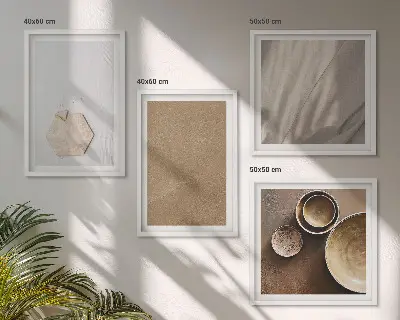 Políptico com moldura com estampas de texturas minimalistas e aconchegantes