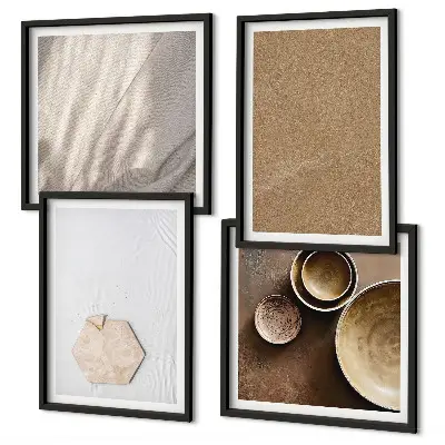 Políptico com moldura com estampas de texturas minimalistas e aconchegantes