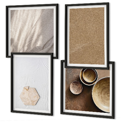 Políptico com moldura Texturas minimalistas e aconchegantes