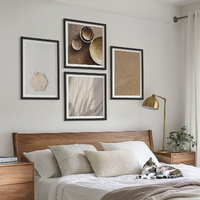 Políptico com moldura Texturas minimalistas e aconchegantes