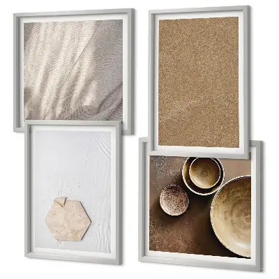 Políptico com moldura com estampas de texturas minimalistas e aconchegantes