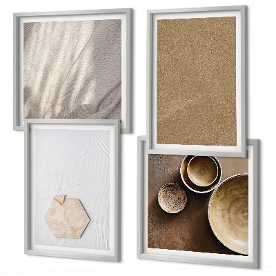 Políptico com moldura Texturas minimalistas e aconchegantes