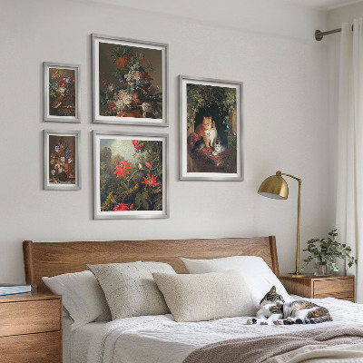 Parede galeria de quadros Gatos florais em estilo vintage