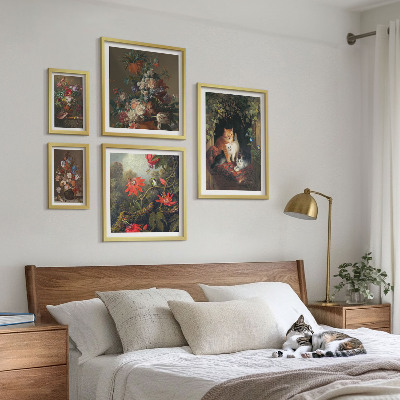 Parede galeria de quadros Gatos florais em estilo vintage