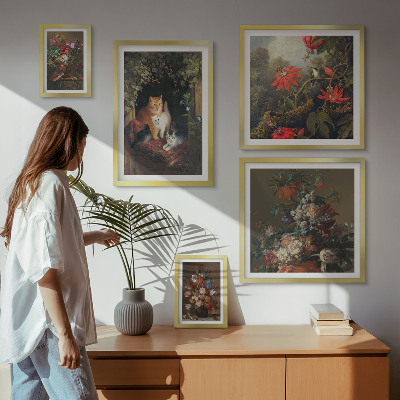 Parede galeria de quadros Gatos florais em estilo vintage