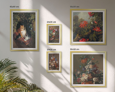 Parede galeria de quadros Gatos florais em estilo vintage