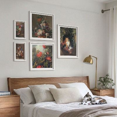 Parede galeria de quadros Gatos florais em estilo vintage