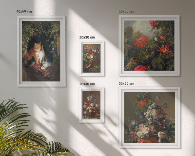 Parede galeria de quadros Gatos florais em estilo vintage