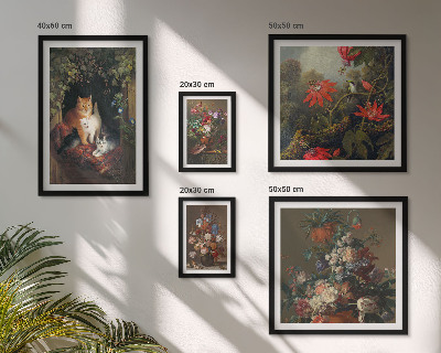 Parede galeria de quadros Gatos florais em estilo vintage
