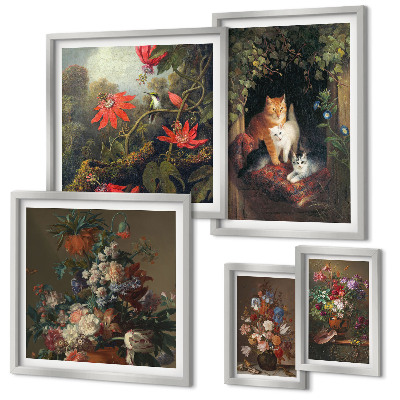 Parede galeria de quadros Gatos florais em estilo vintage