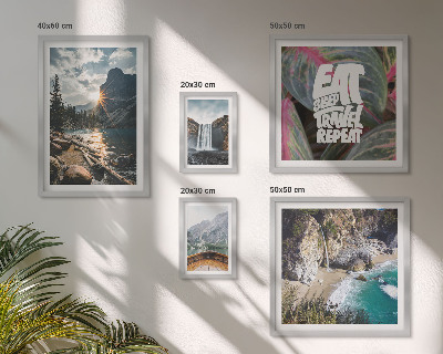 Conjunto de 5 quadros com moldura Paisagens de cachoeiras nas montanhas