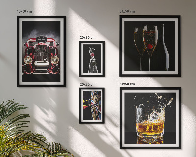 Conjunto de 5 quadros decorativos Temas estilosos de carros e bebidas retrô