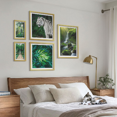 Conjunto de 5 quadros decorativos paisagens naturais tropicais