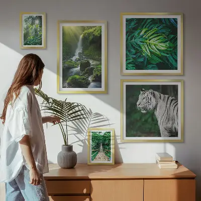 Conjunto de 5 quadros decorativos com paisagens naturais tropicais