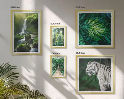Conjunto de 5 quadros decorativos com paisagens naturais tropicais
