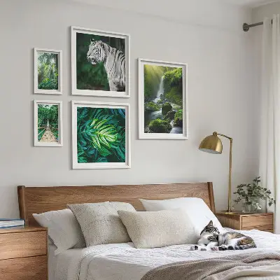 Conjunto de 5 quadros decorativos com paisagens naturais tropicais