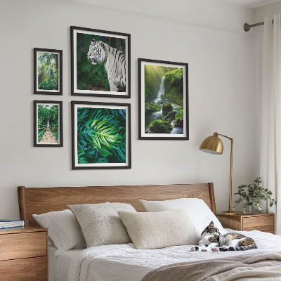 Conjunto de 5 quadros decorativos paisagens naturais tropicais