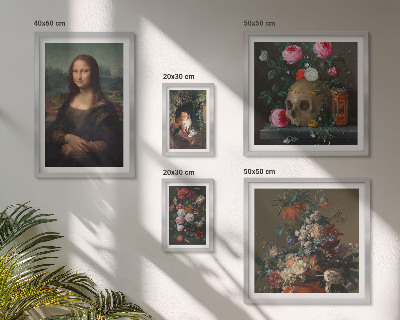 Conjunto de 5 quadros com moldura Retratos florais vintage