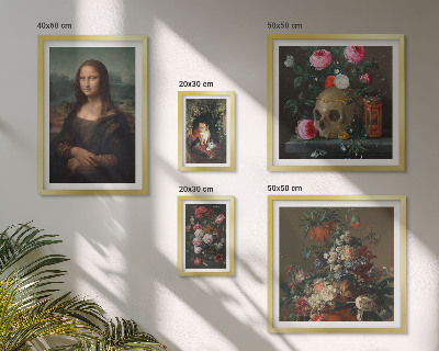 Conjunto de 5 quadros com moldura Retratos florais vintage