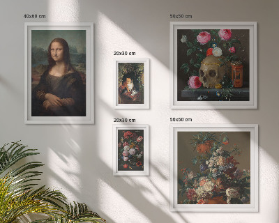 Conjunto de 5 quadros com moldura Retratos florais vintage