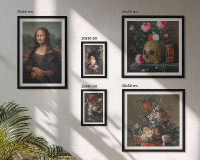 Conjunto de 5 quadros com moldura Retratos florais vintage