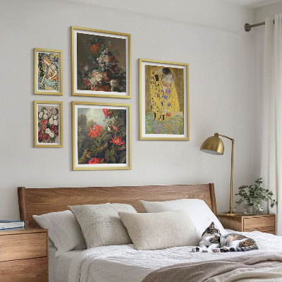 Parede galeria de quadros composições de arte floral