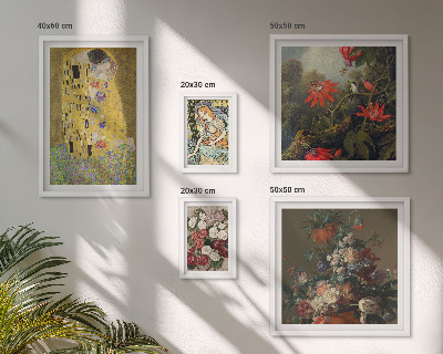 Parede galeria de quadros composições de arte floral