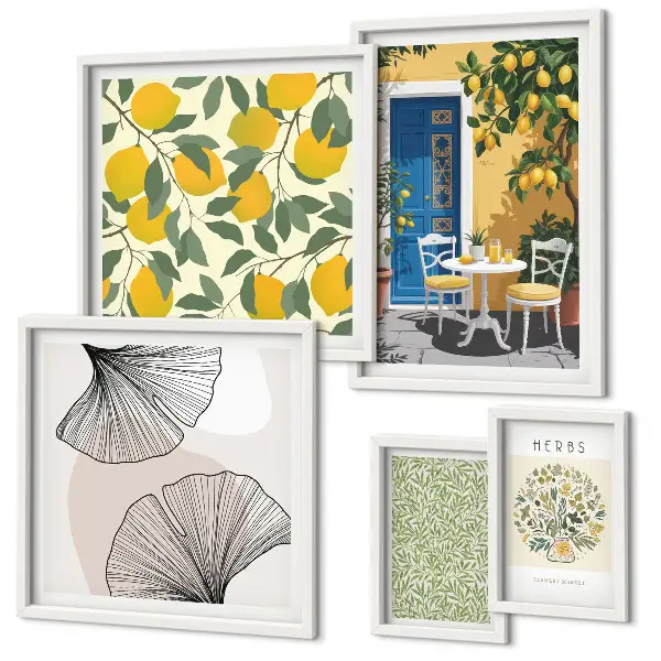 Galeria de quadros para parede com motivos de plantas elegantes