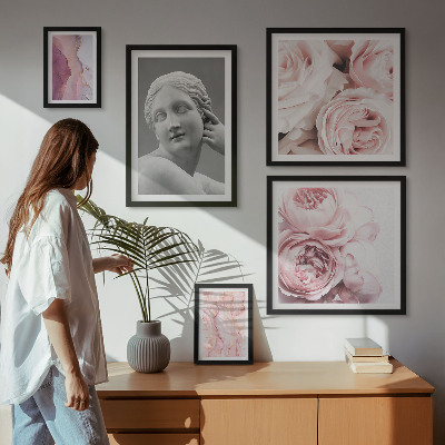 Conjunto de 5 quadros decorativos esculturas florais clássicas
