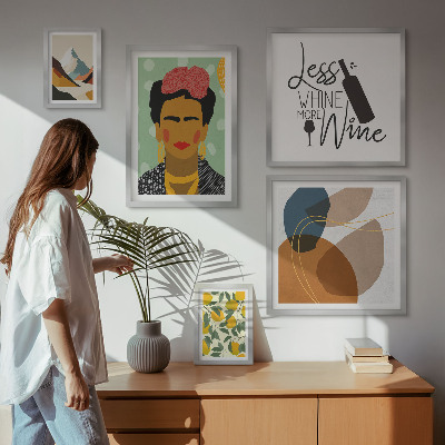 Conjunto de 5 quadros decorativos Retratos abstratos em estilo boho