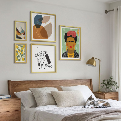 Conjunto de 5 quadros decorativos Retratos abstratos em estilo boho