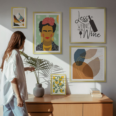 Conjunto de 5 quadros decorativos Retratos abstratos em estilo boho