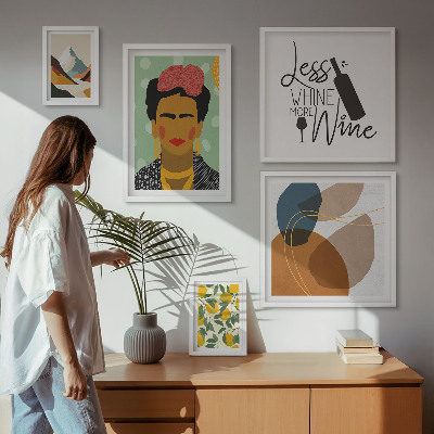 Conjunto de 5 quadros decorativos Retratos abstratos em estilo boho