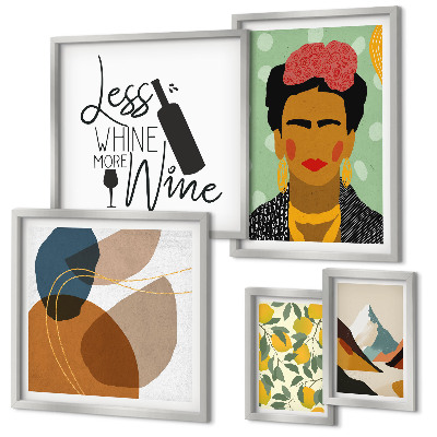 Conjunto de 5 quadros decorativos Retratos abstratos em estilo boho
