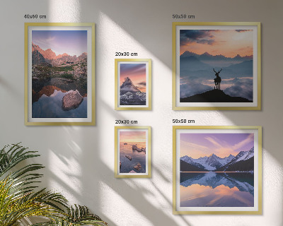 Galeria de parede reflexos do pôr do sol na montanha